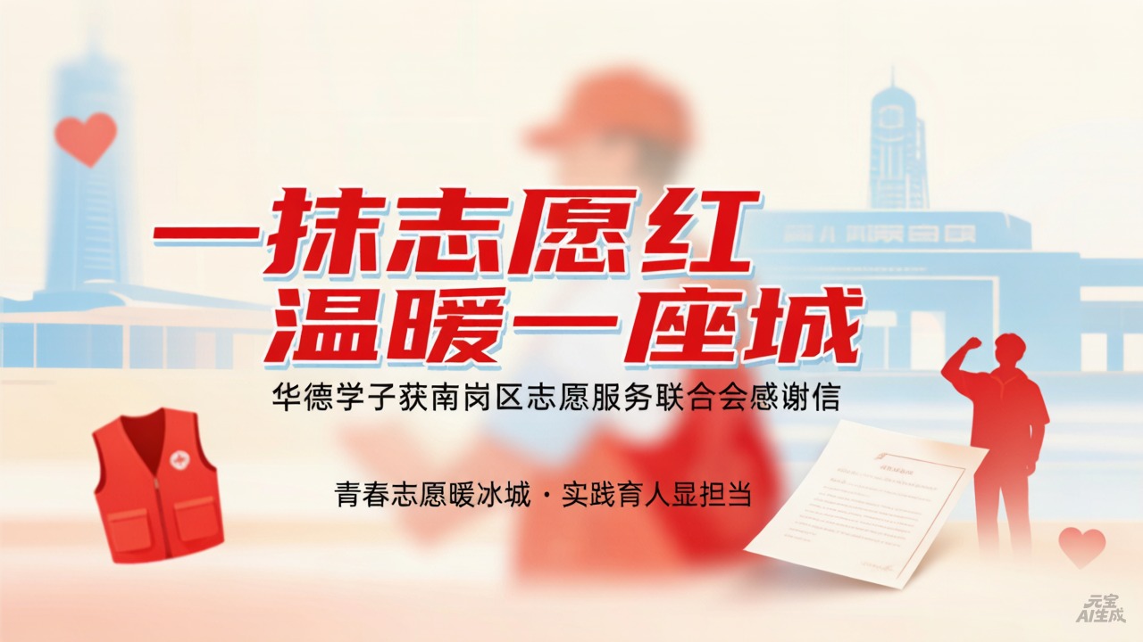 一抹“志愿红”，温暖一座城！华德学子获南岗区志愿服务联合会感谢信！